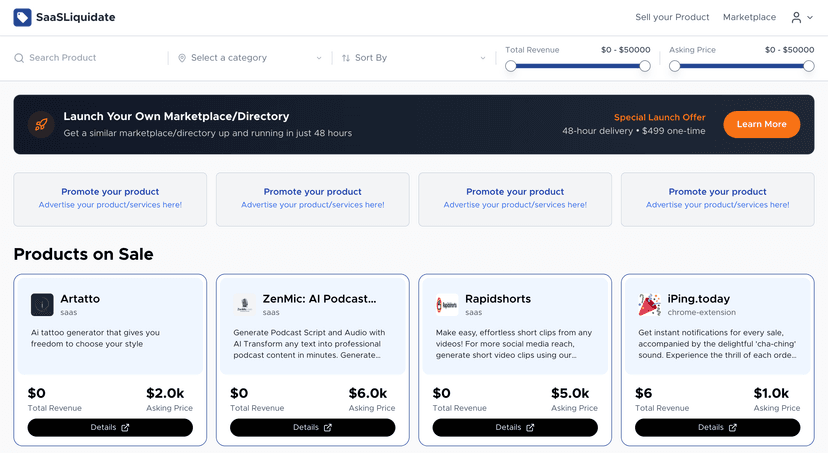 SaaSLiquidate screenshot